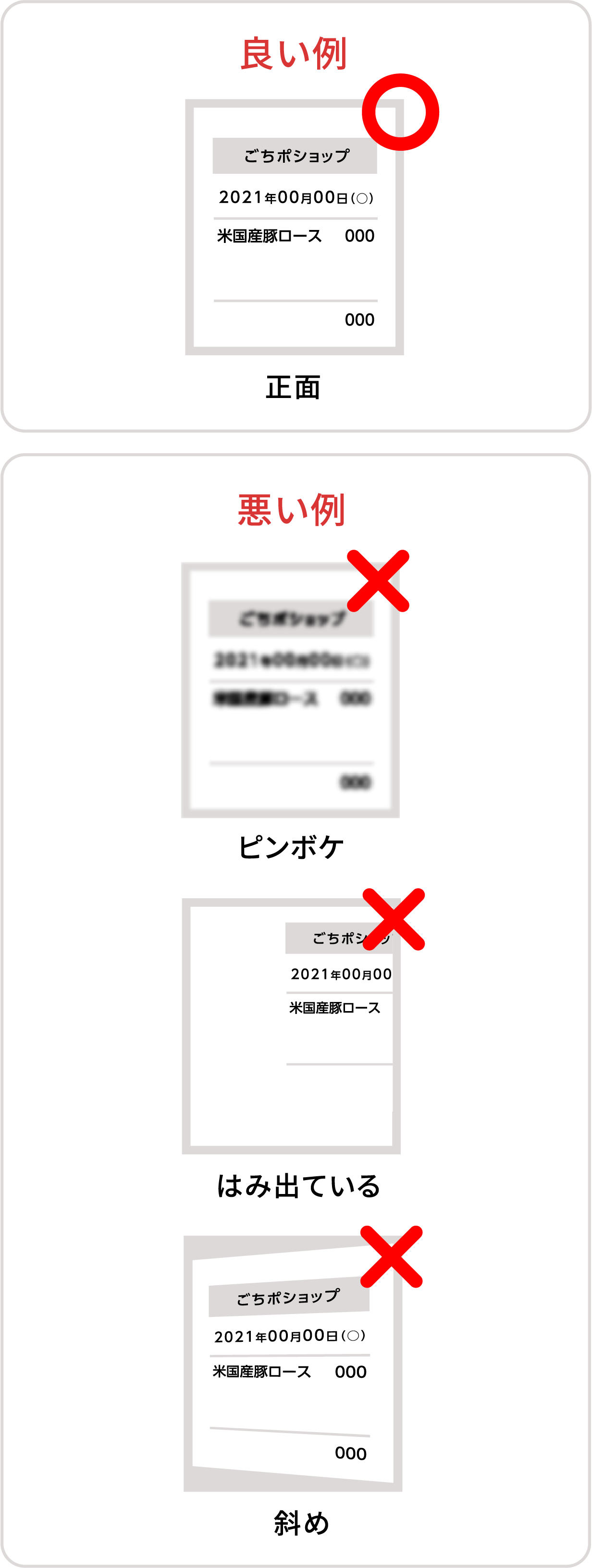 レシート撮影の例