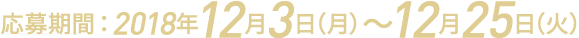 応募期間：2018年12月3日（月）〜 2018年12月25日（火）