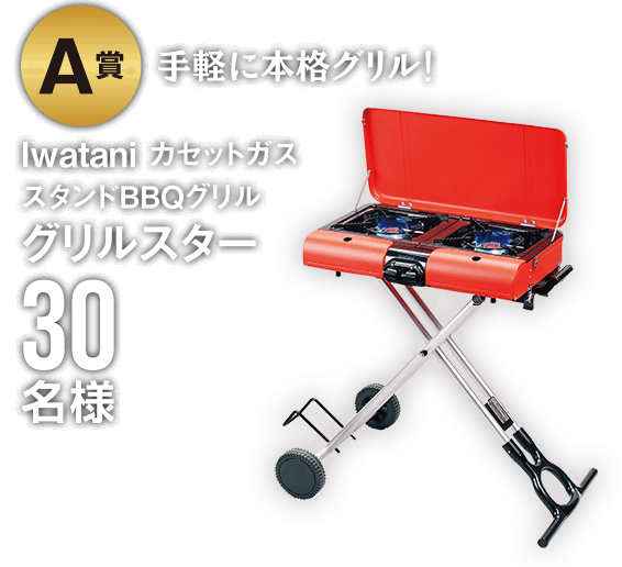 A賞 Iwatani カセットガス　スタンドBBQグリル グリルスター 30名様 手軽に本格グリル！