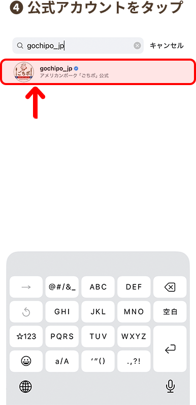 4.「公式アカウント」をタップ