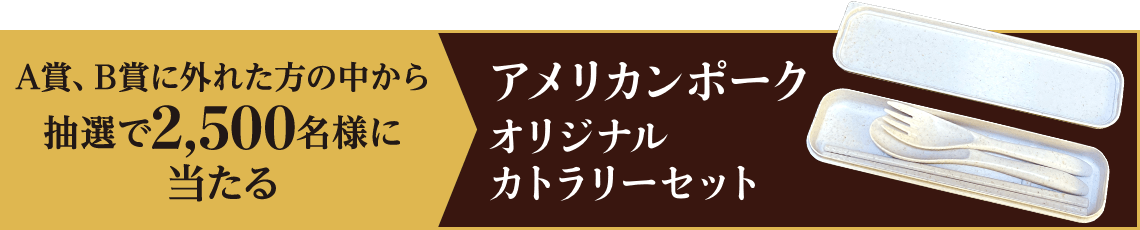 A賞、B賞に外れた方の中から抽選で2,500名様に当たる アメリカンポーク オリジナルカトラリーセット