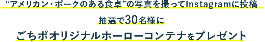 “アメリカン・ポークのある食卓”の写真を撮ってInstagramに投稿抽選で30名様にごちポオリジナルホーローコンテナをプレゼント